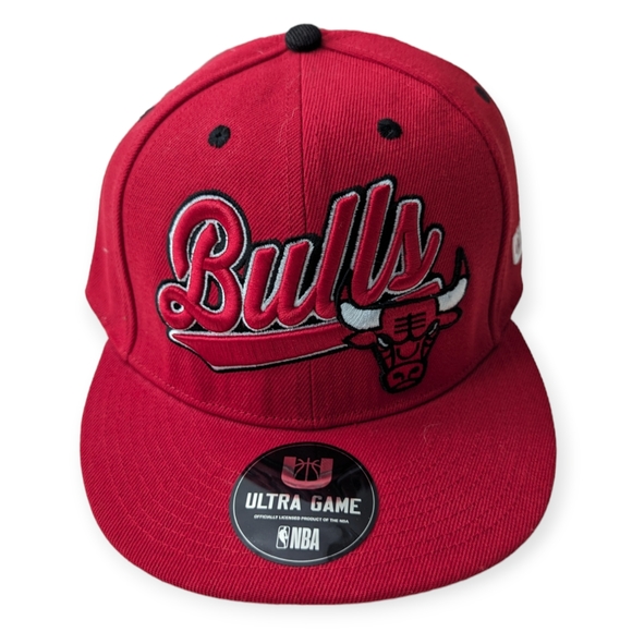 NBA Chicago Bulls Ultra Game Snapback Adjustable Hat Cap Red Flat Brim One Size - Picture 1 of 11